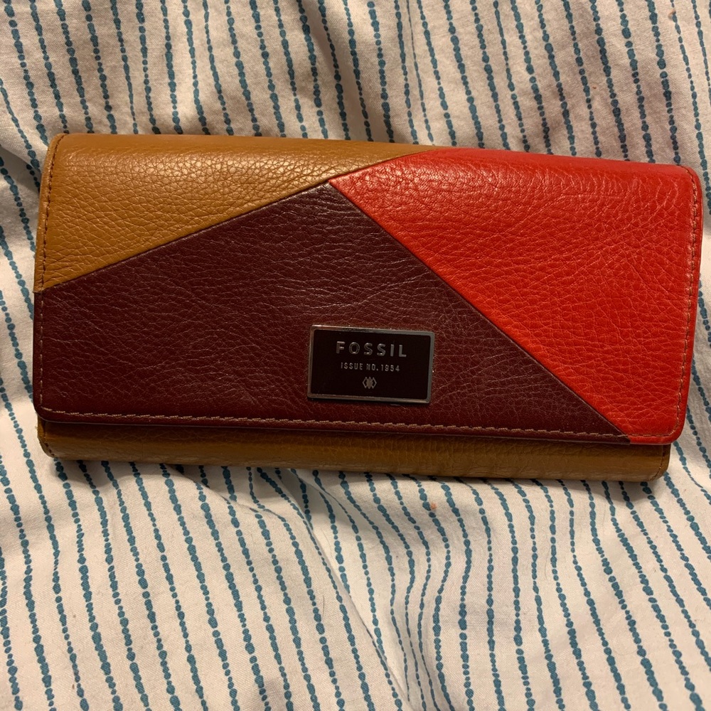 Fossil Dawson Zip Clutch Colorblock Wallet